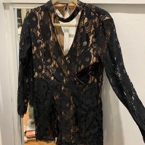 Francesca’s Black Lace Flirty Romper